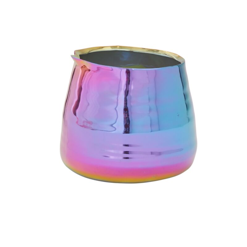 Multicolored metallic cup on a white background