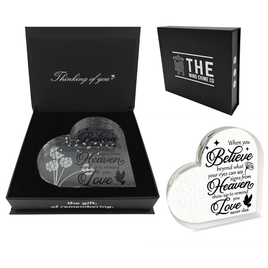 Memorial Heart With Gift Box - Acrylic Dandelion In Wind