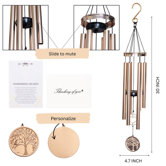 Memorial Wind Chime β Whispering Heartsβ’ Collection β Platinum Rose Personalized 30β