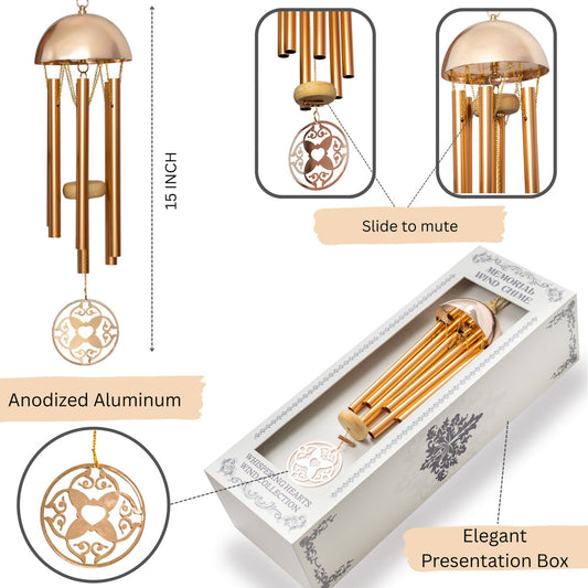 Memorial Wind Chime β Whispering Heartsβ’ Collection β Warm Gold 15β