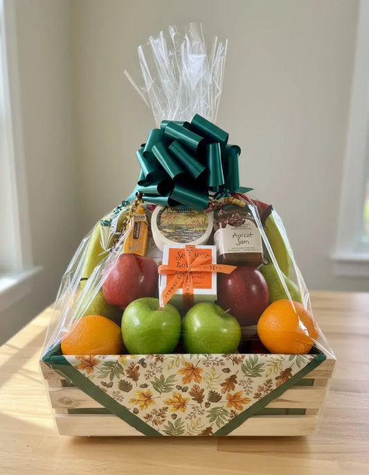 Bountiful Fresh Fruit & Gourmet Gift Basket in Rustic Wooden Crate