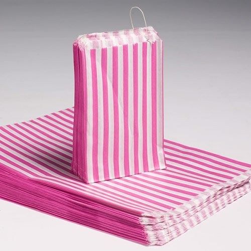 7x9" Candy Stripe Bags - PINK
