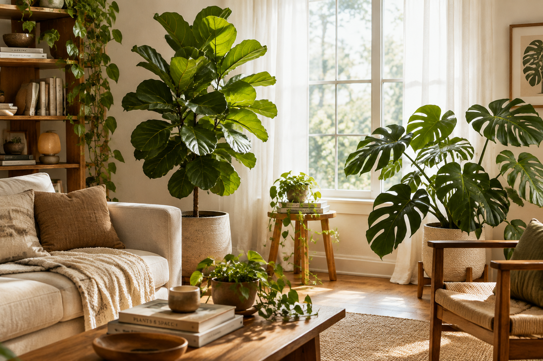 Sunlit room with indoor plants bringing nature into the home