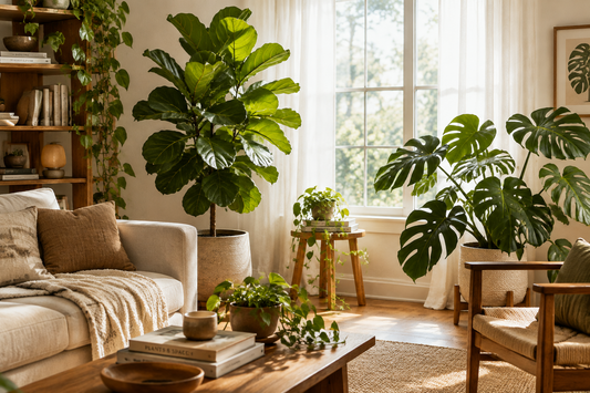 Sunlit room with indoor plants bringing nature into the home