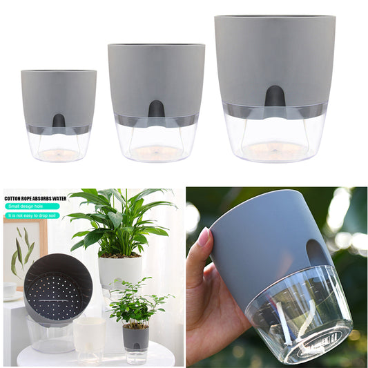 Automatic Water-Absorbing Flower Pot Plastic Resin Transparent Flower Pot