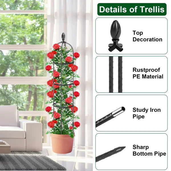 2 Packs Garden Obelisk Trellis Rustproof Climbing Plant Trellis 5.9FT Plants Tower For Climbing Plants Flower Vegetable Vine.