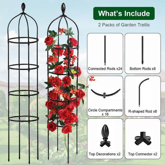 2 Packs Garden Obelisk Trellis Rustproof Climbing Plant Trellis 5.9FT Plants Tower For Climbing Plants Flower Vegetable Vine.