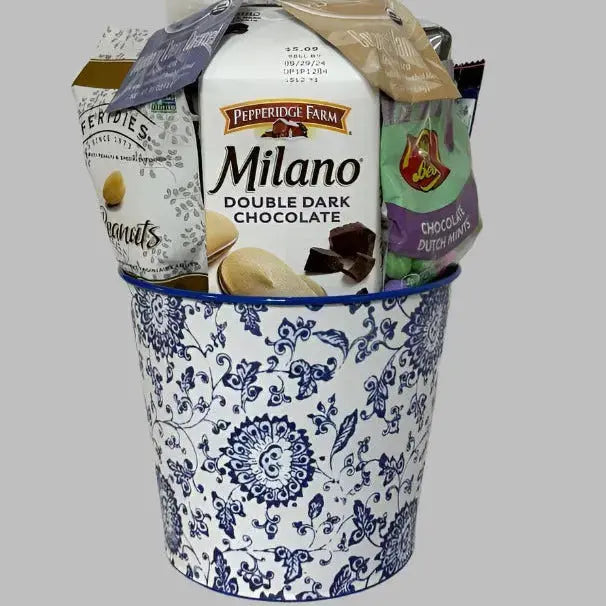 Blue Floral Gourmet Snack Tin