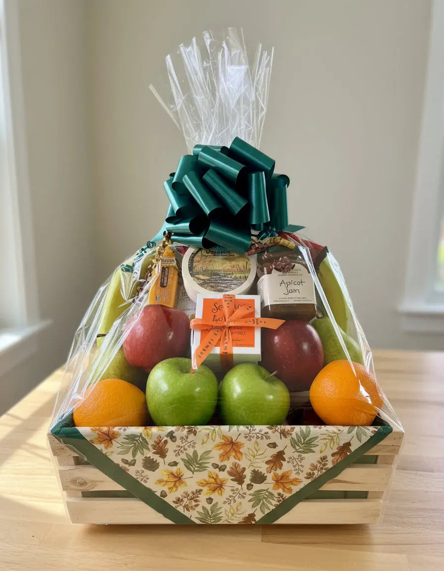 Bountiful Fresh Fruit & Gourmet Gift Basket in Rustic Wooden Crate