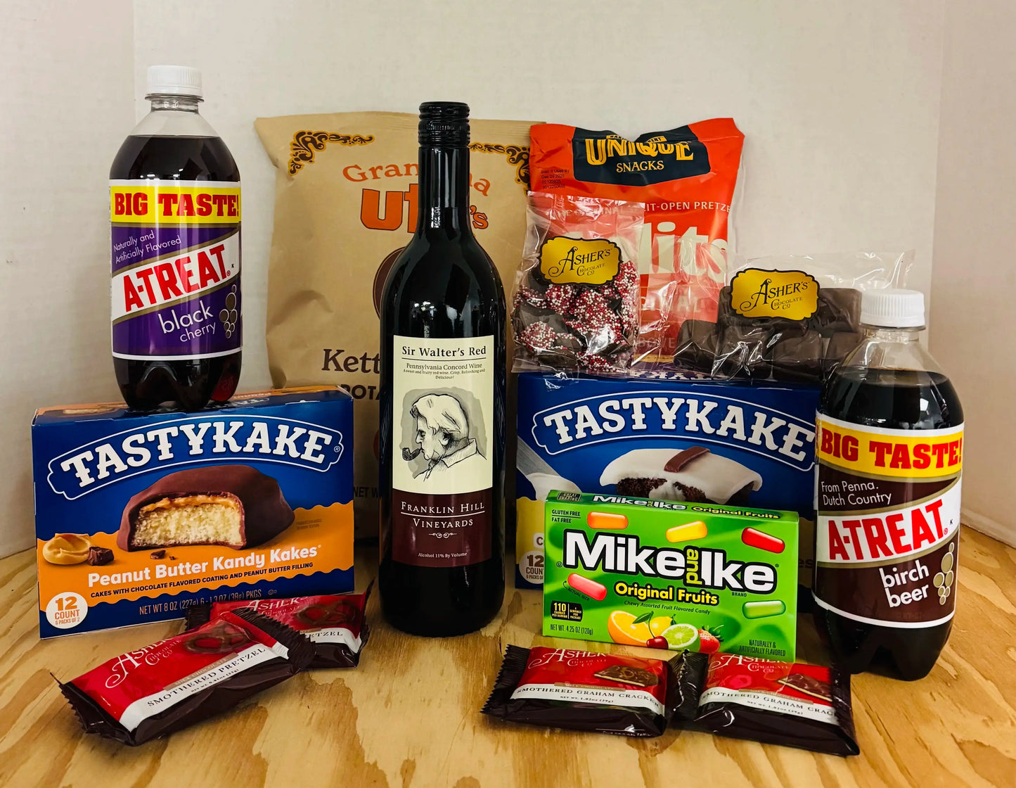 Pennsylvania Gift Basket with Wine - Premium PA Made Snacks & Treats