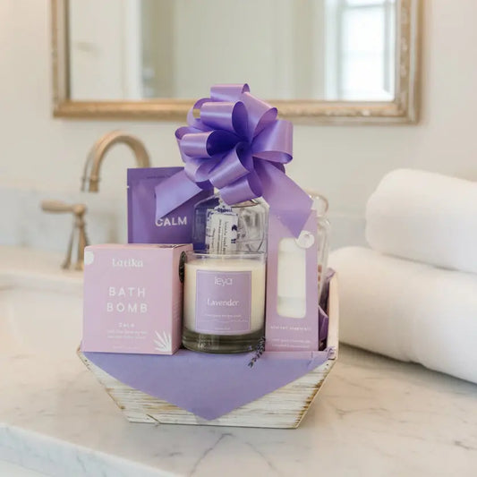 Luxurious Self Care Gift Basket - French Lavender Spa Set