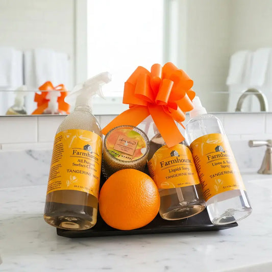Tangerine Mint Spa Gift Tray - Citrus Bath & Body Gift Basket