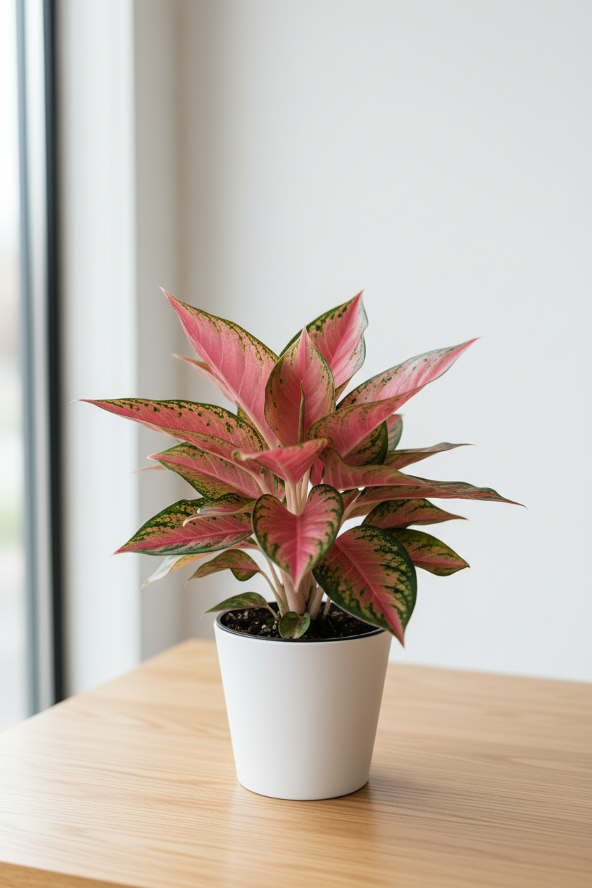Chinese Evergreen Lady Valentine – clean product shot in nursery pot