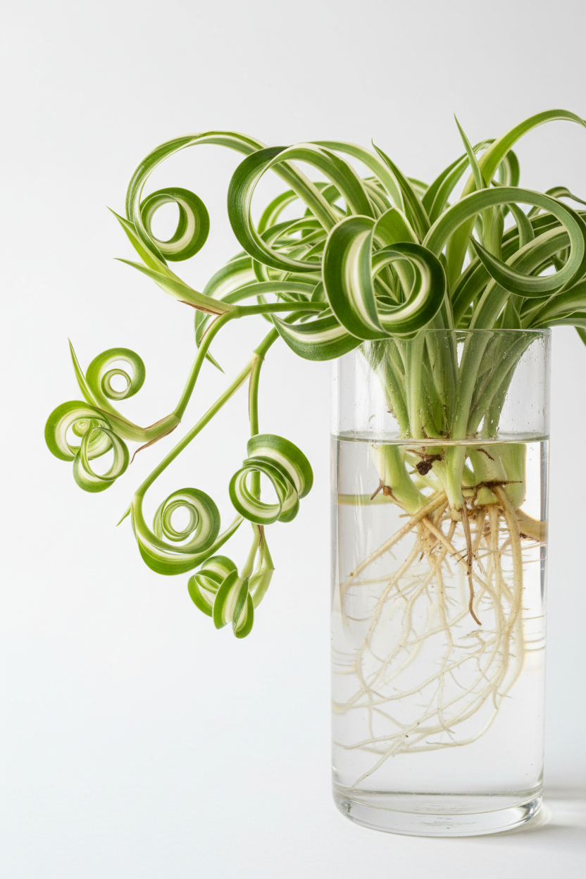 Spider Plant 'Bonnie in glass