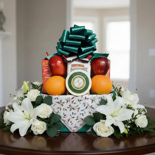 Fresh Fruit & Gourmet Snack Sympathy Gift Basket | Comfort Food Gift